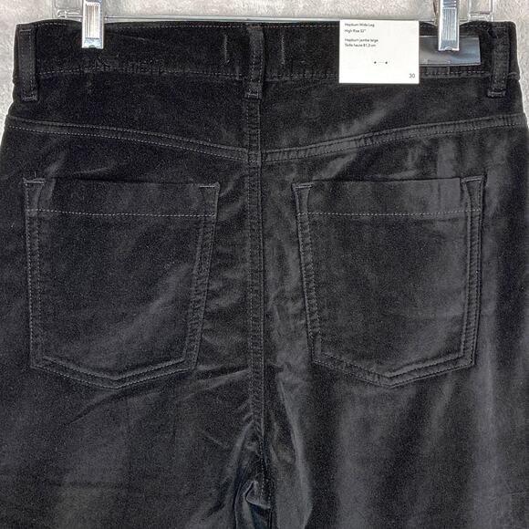 DL1961 Hepburn Wide Leg Pants Womens 30 Black Velvet Retro Goth Skater Preppy - Picture 8 of 11